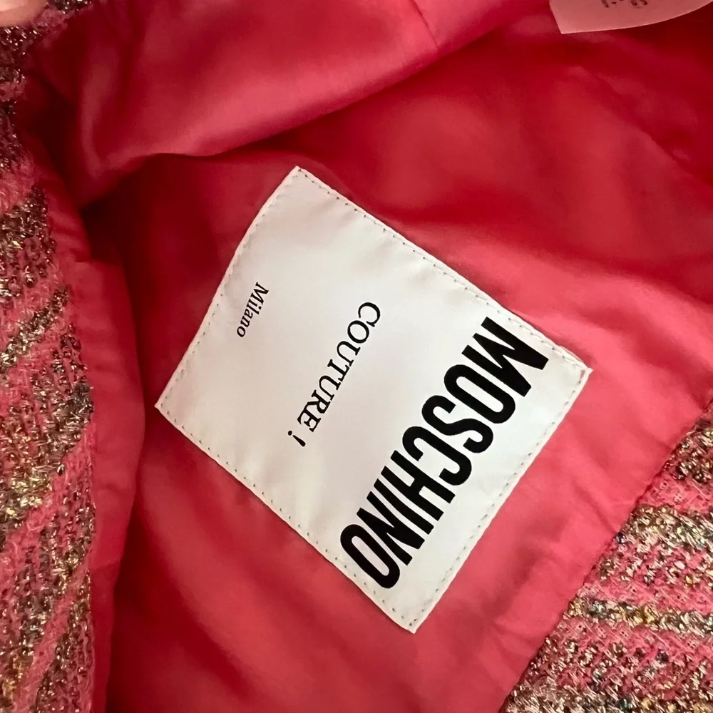 NWOT Moschino Couture ONE OF A KIND runway Pink and Yellow Tweed Skirt|size 6 - Picture 5 of 8